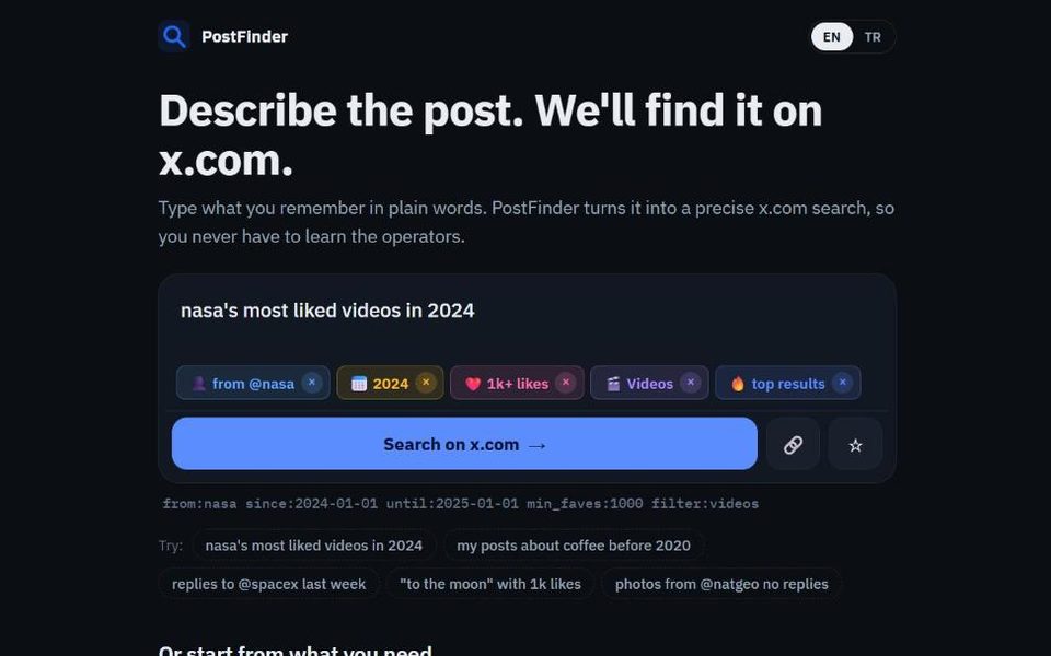 PostFinder screenshot